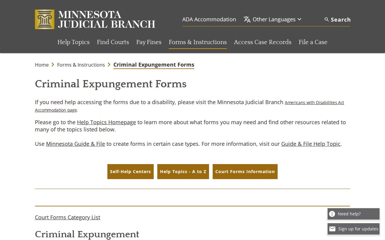 Cottonwood County booking record expungement forms source