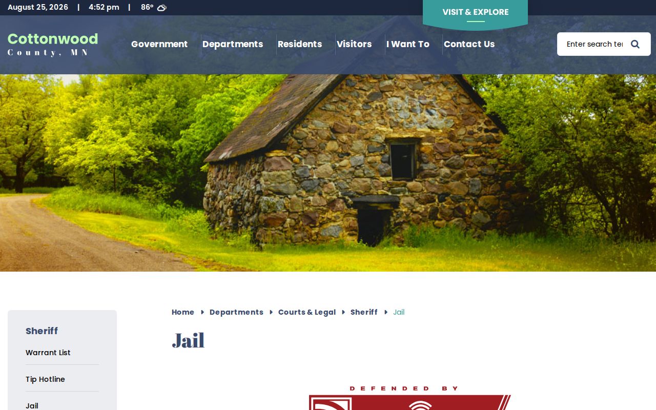 Cottonwood County jail roster and booking record source